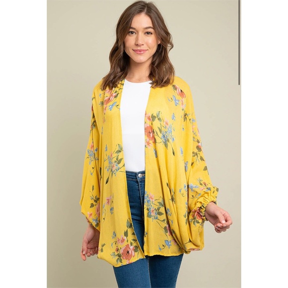 Oversized floral print cocoon sleeve cardigan - Picture 2 of 7